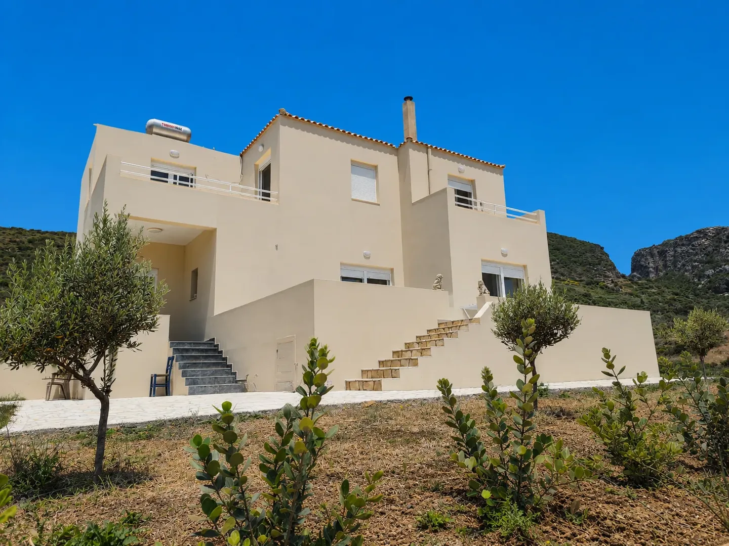 Front of the holiday house in Agia Pelagia, Kythira