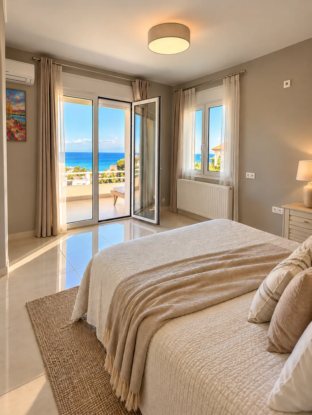 Second bedroom with natural light in the Kythira villa