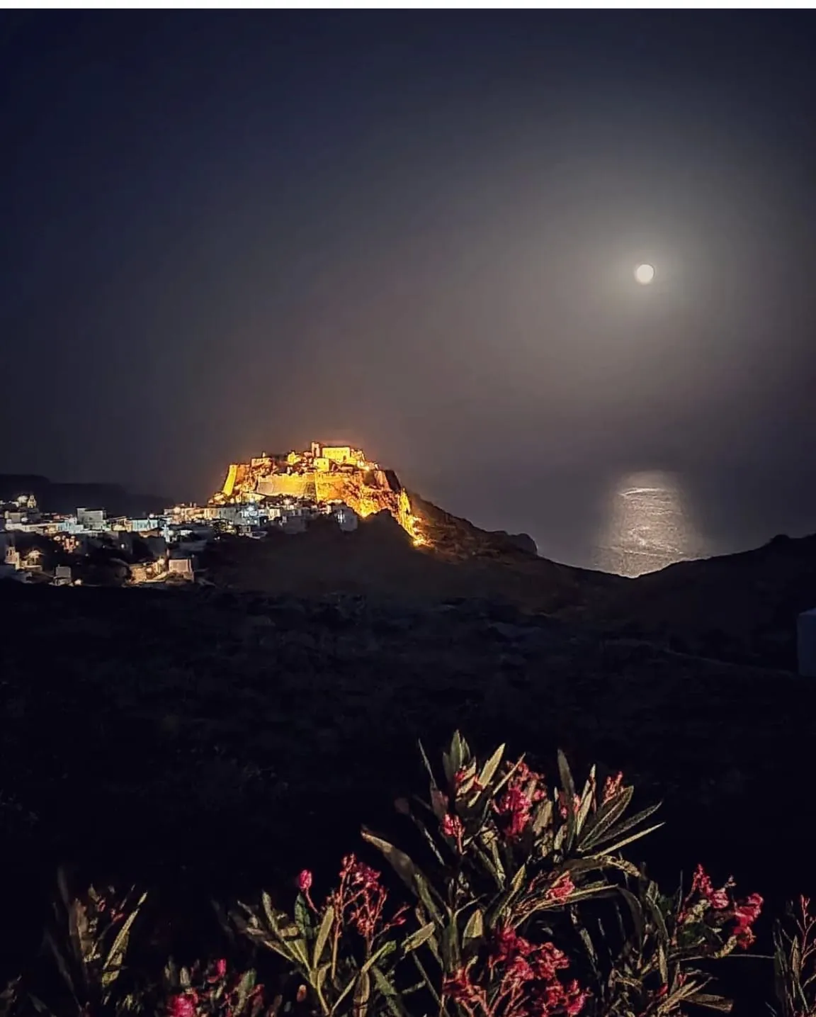 Chora Castle by moonlight